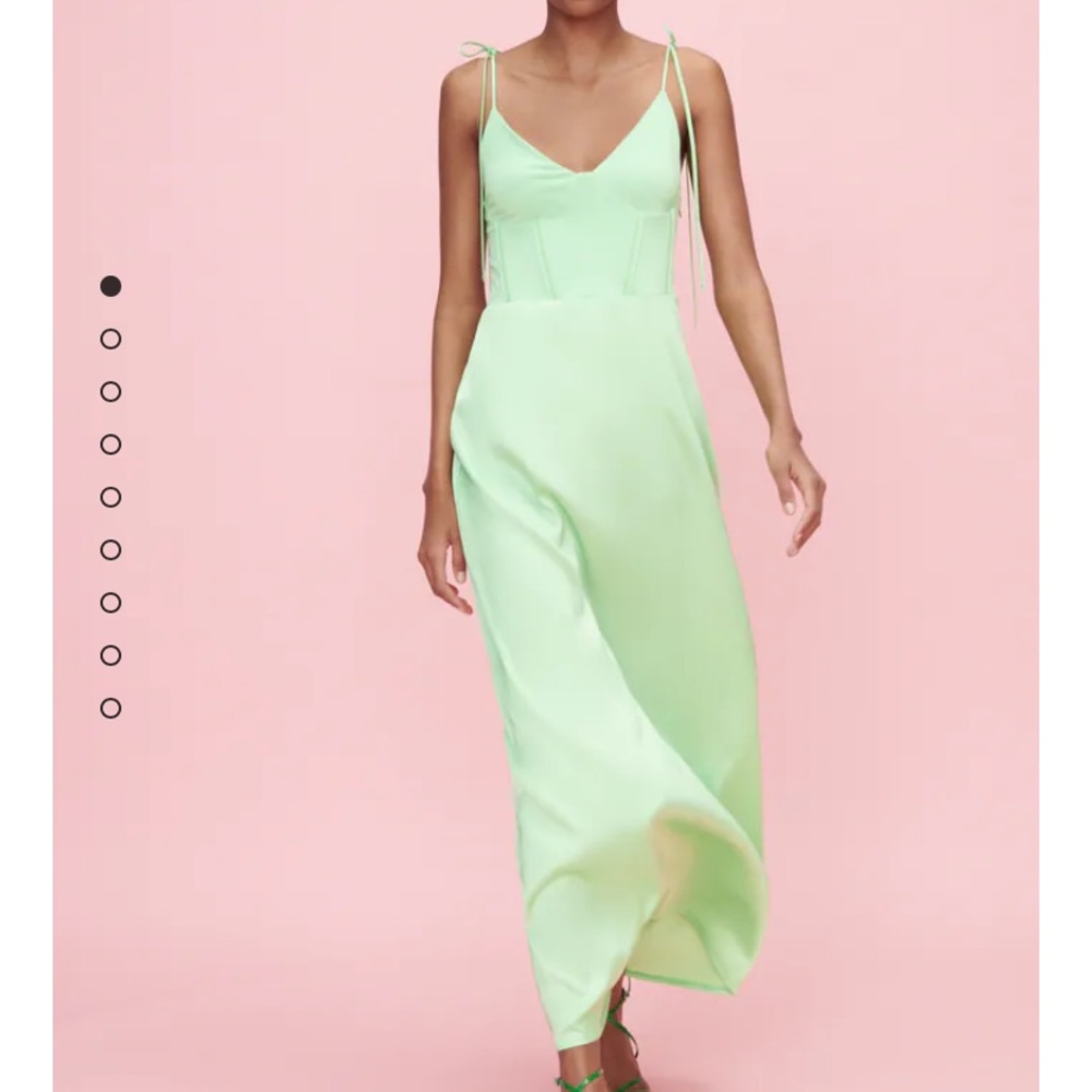 Corset green zara maxi dress NWT